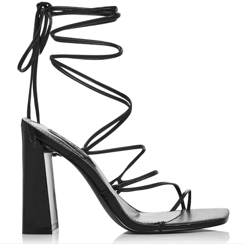 AQUA Women's Leah Ankle Tie High Heel Sandals. - Picture 1 of 8